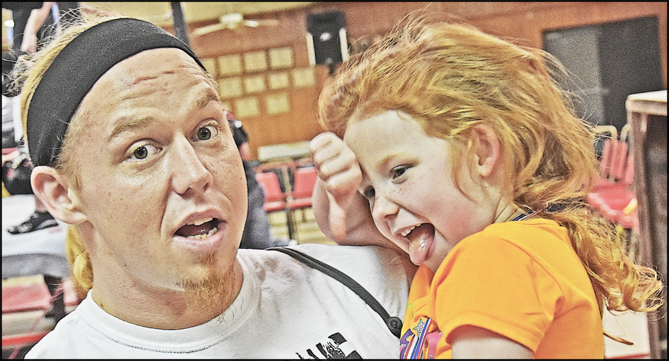 Professional Wrestler Andy Dalton with his daughter at NWA Texoma on 18 March 2016