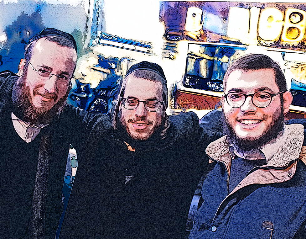 3 young men from Israel at Times Square in New York City on 8 December 2016