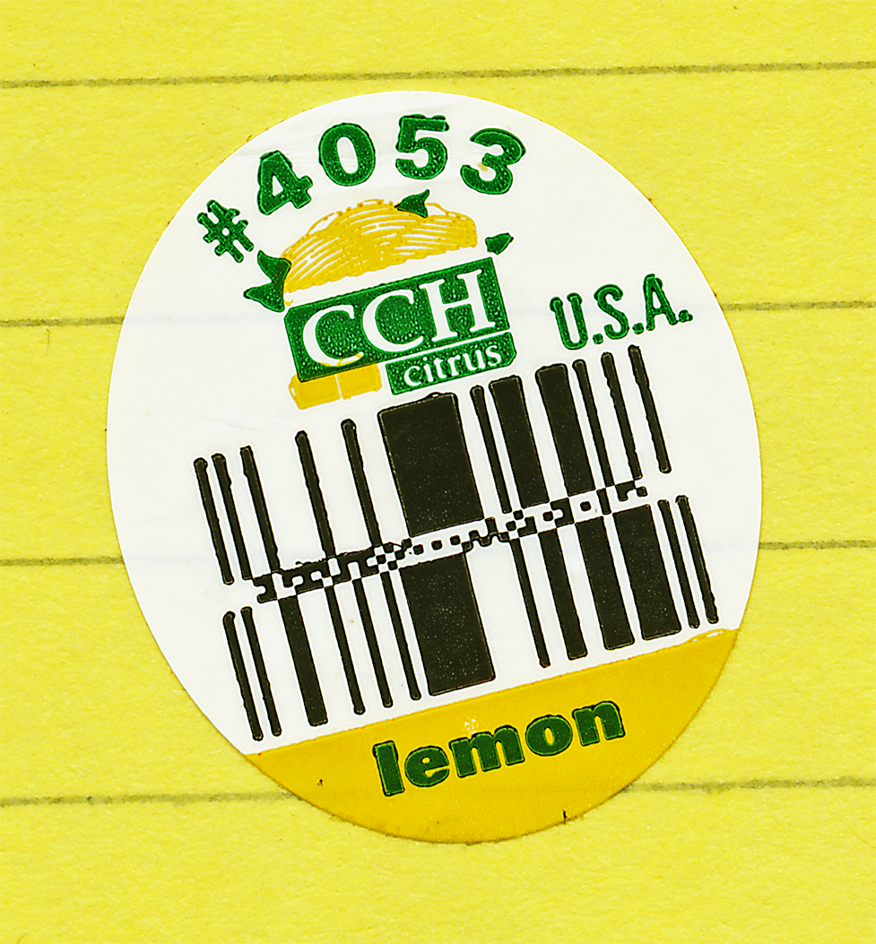 label on a lemon stating CCH Citrus purchased at Whole Foods on 17 March 2022