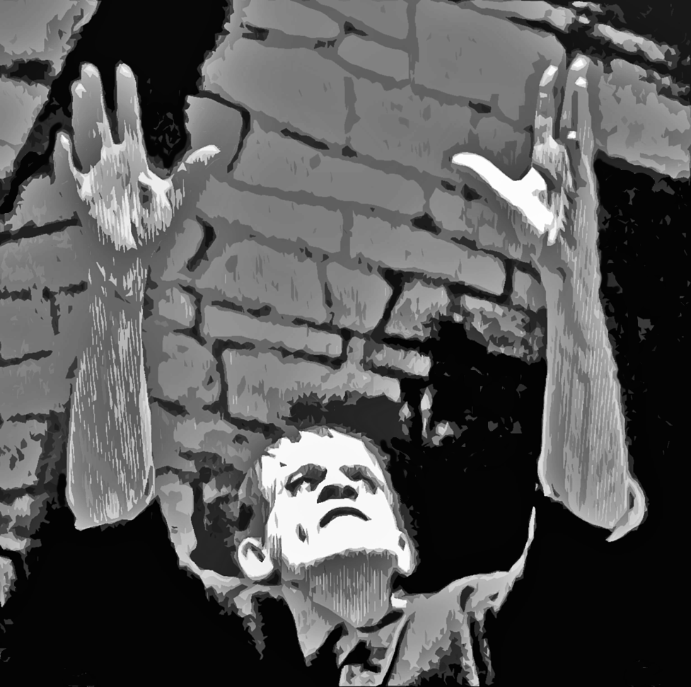 man or monster? only Frankenstein reanimated knows for sure and he is long gone