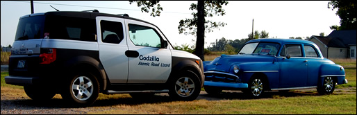 Godzilla and the wise old sedan