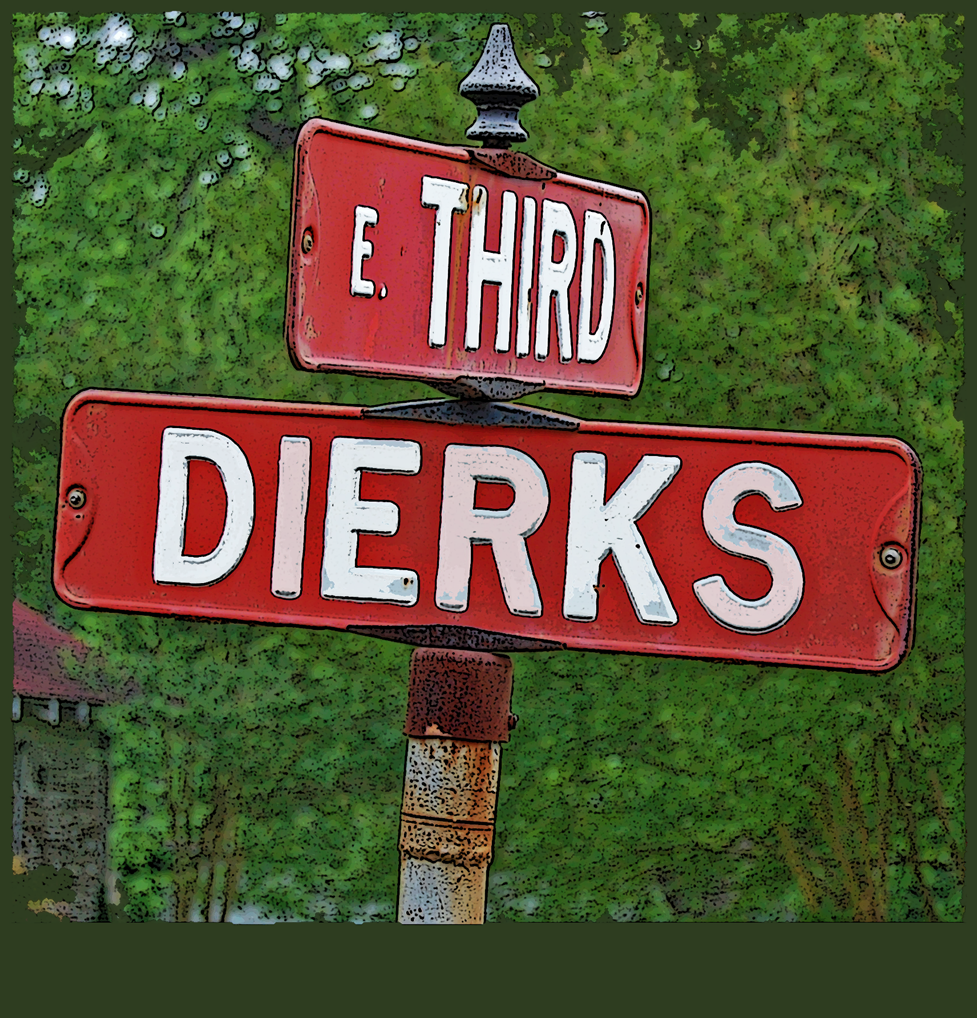 a street sign in Broken Bow Oklahoma designates the intersection of Dierks and E. Third Streets