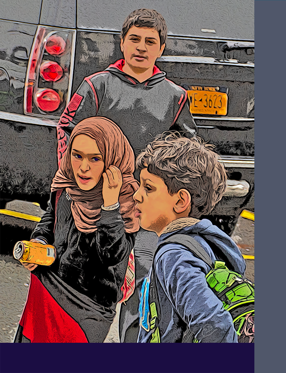 two men and a woman on a street in Yonkers New York on 1 May 2024