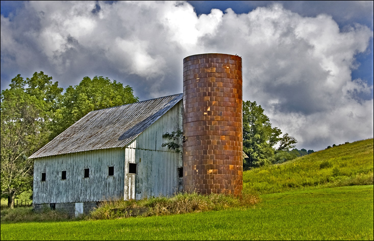 silo and barn